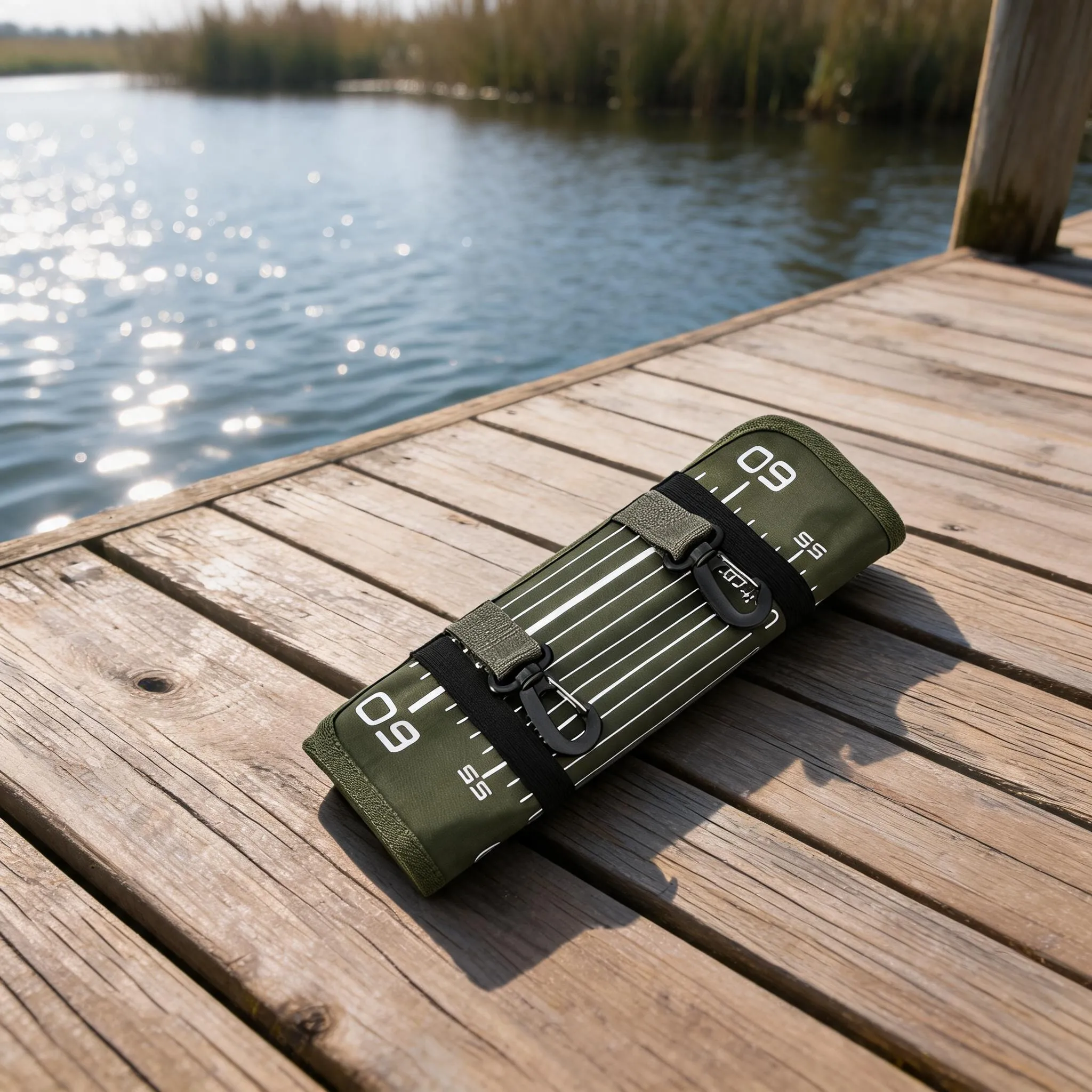 65cm Foldable Fish Mat Oxford Fabric Army Green with Built-in Ruler for Accurate Length Check and Fish Release