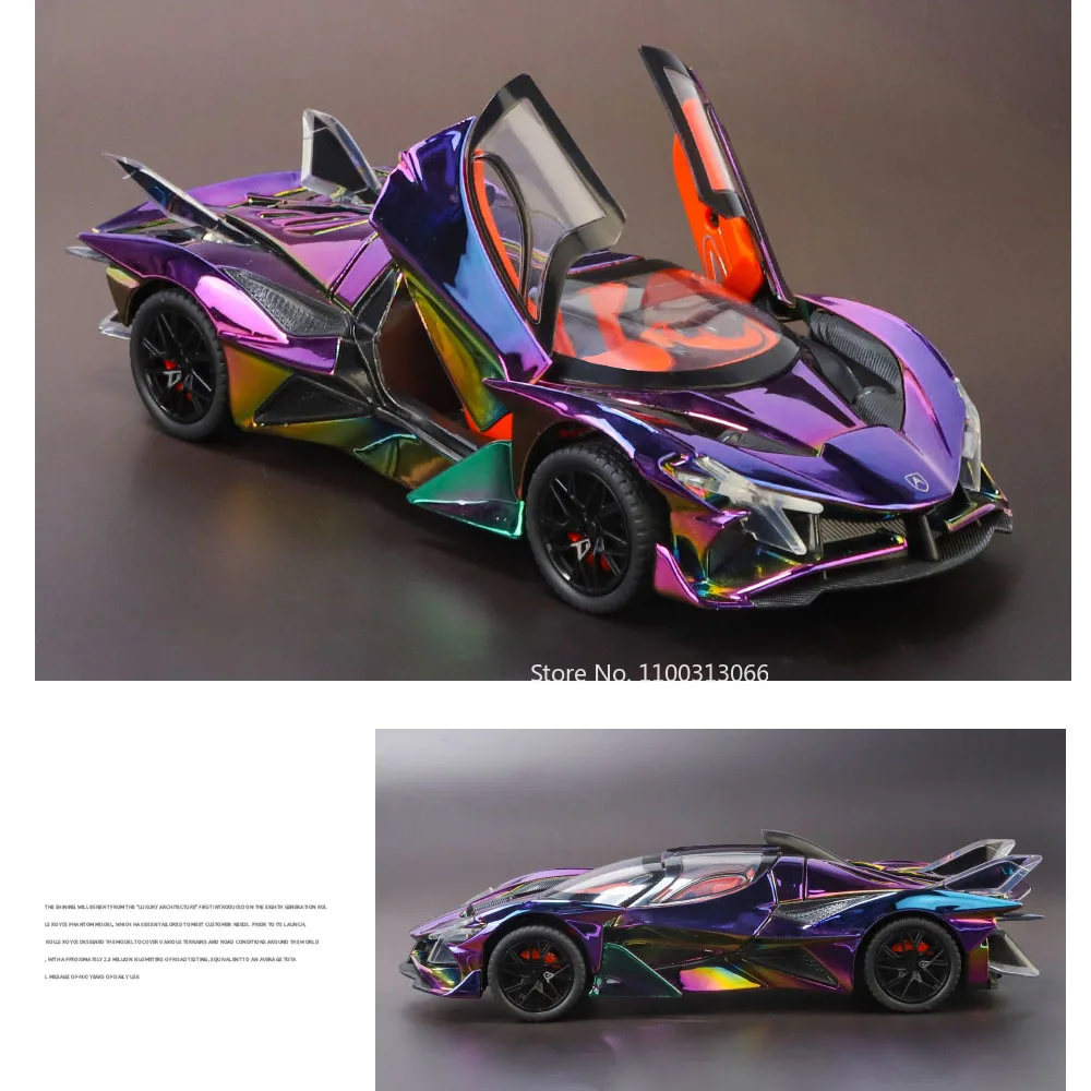 1:24 Apollo EVO Vision GT Sportwagens Speelgoed Modellen Wielen Trek Voertuigen met Licht Geluid Miniatuur Auto Peuter Kids Geschenken