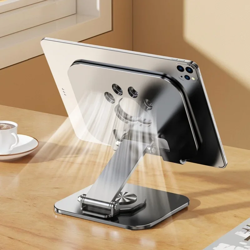 1Pcs Tablet Phone Holder Foldable Carbon steel Tablet  Bracket Stand 360° Rotation Hollowed Cooling Holder Live Streaming Stand