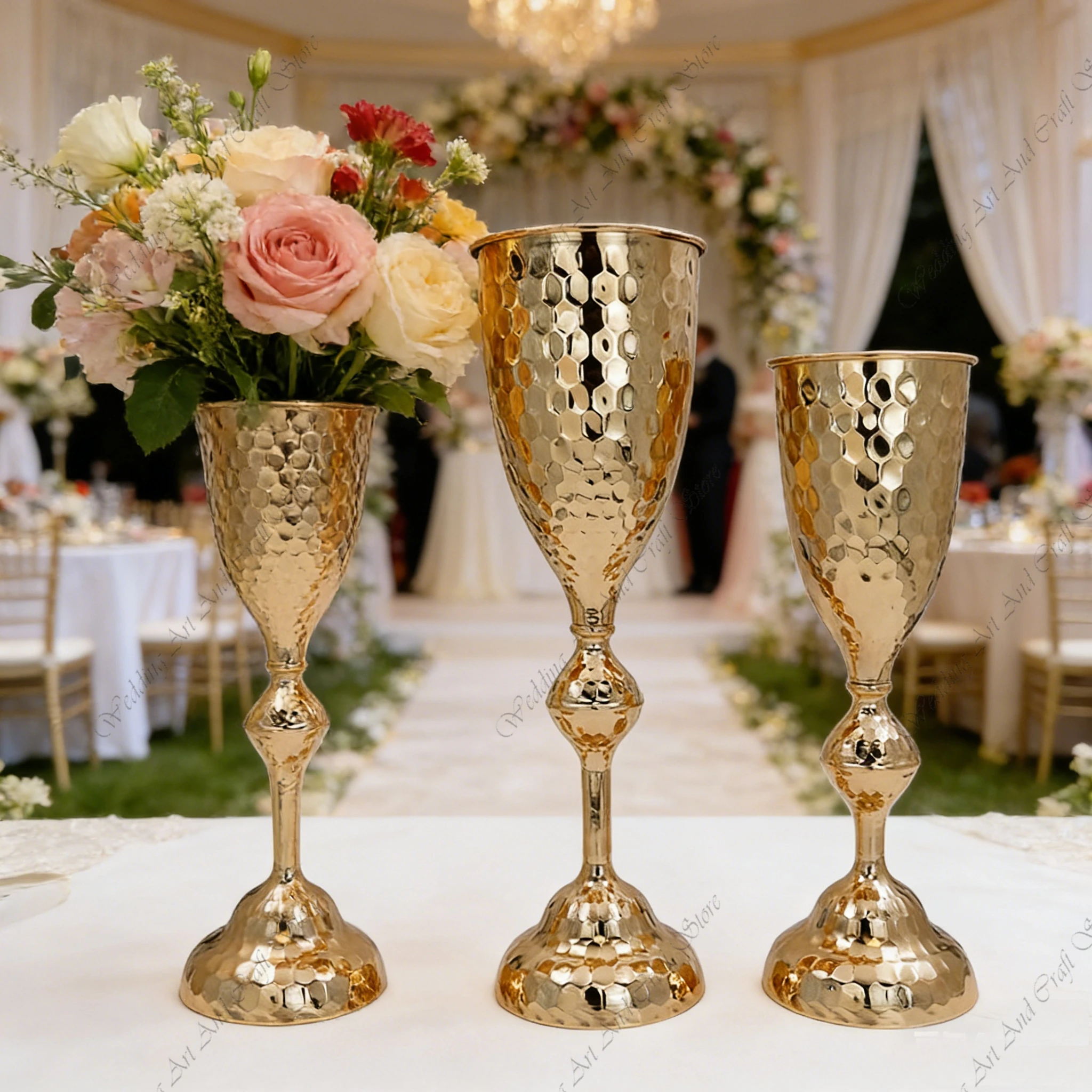 

10pcs f30 40-80cm Golden Metal Geometric Flower Vase Modern Iron Tabletop Table Centerpiece for Home & Wedding Decor ivy821