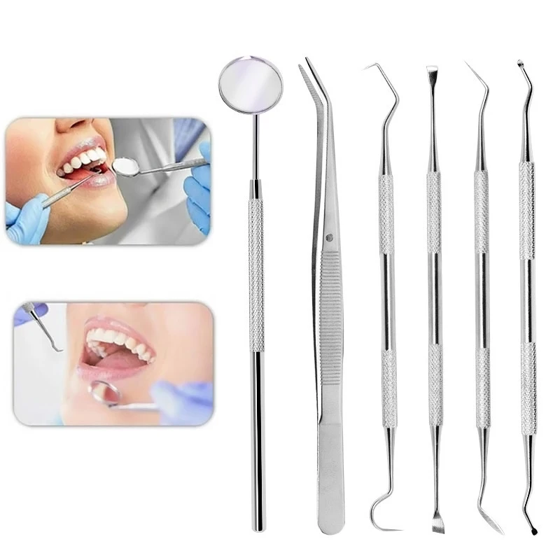 

6Pcs/5Pcs Dental Care Kits Dentistry Tool Stainless Teeth Care Repair Kit Dental Mirror Probe Tooth Cleaner Tooth Stain Removal