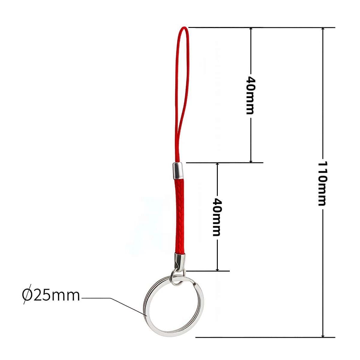 10-20 Stück Schlüsselanhänger-Seil mit 25mm Schlüsselring, Lanyard-Kordel, Nylon-Geflechtband, Schlüsselring für DIY-Schlüsselanhänger, Anhänger, Bastelarbeiten, Schmuckherstellung – Detail 1