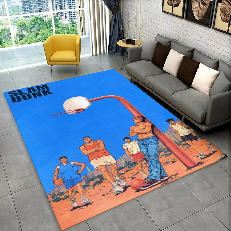 Retro Slam Dunk Basketball Anime Cartoon Carpet Rug for Bedroom Living Room Sofa Playroom Doormat Home Decor,Area Rug Non-slip
