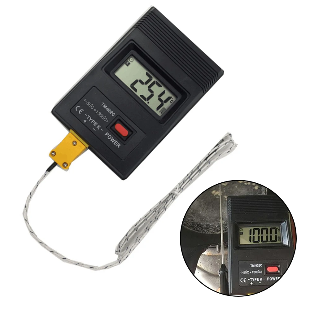 Portable TM902C K Type Digital Thermometer with Temperature Probe and LCD Screen for Reliable Temperature Readings