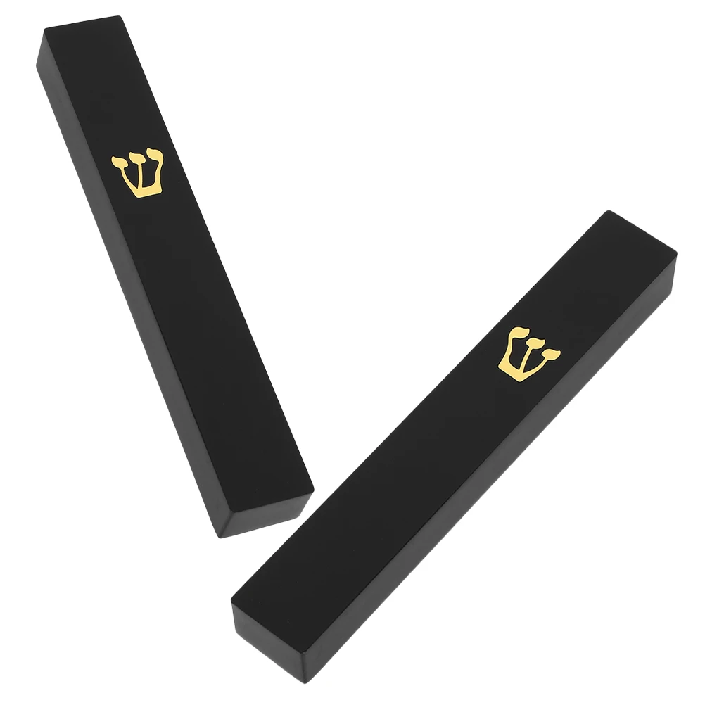 

2 Pcs Resin Door Post Crafts Home Decor Jewish Blessing on Hanging Mezuzah Side Household