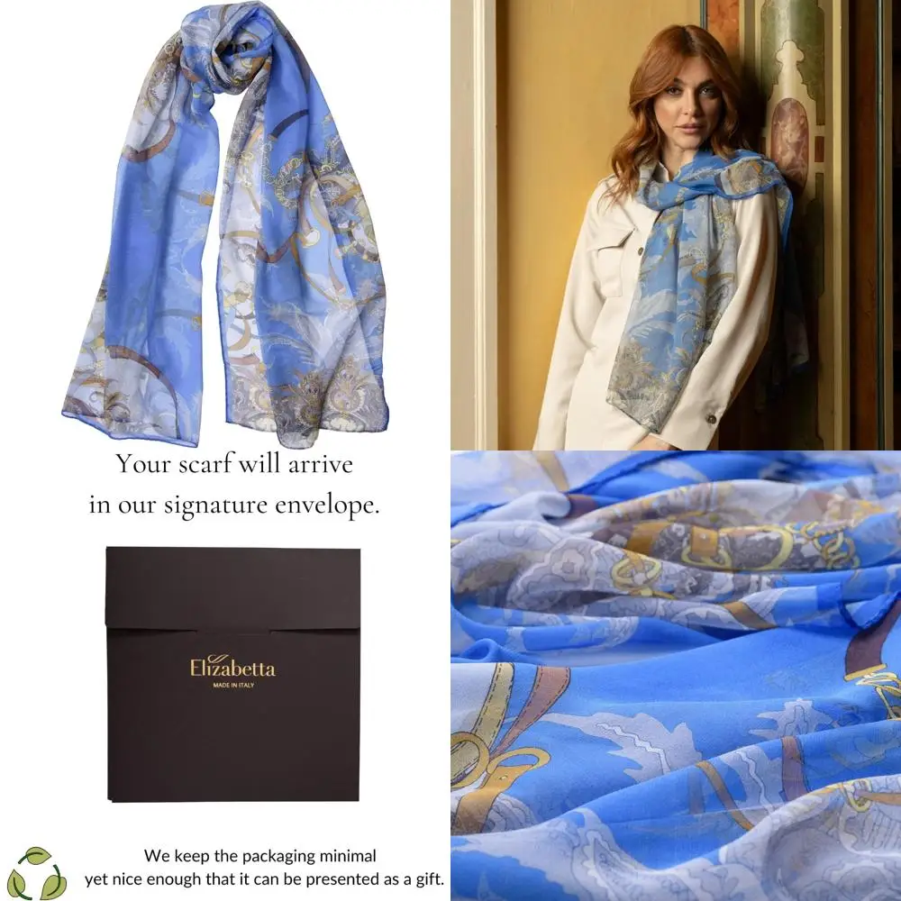 

Модные длинные шарфы итальянского производства из 100% шелка для женщин — аксессуары в элегантном стиле