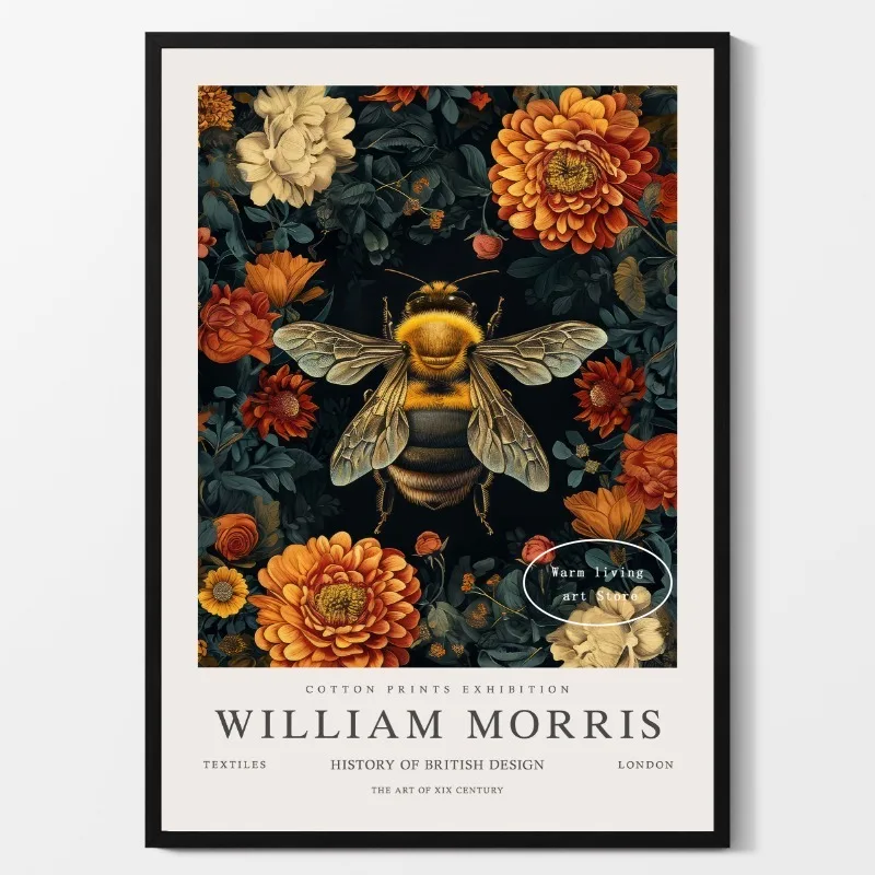 William Morris Museum Exhibition Poster Bird Owl Rabbit Raccoon Fish Fruit Flower Canvas Painting Print Wall Decor Home Decor