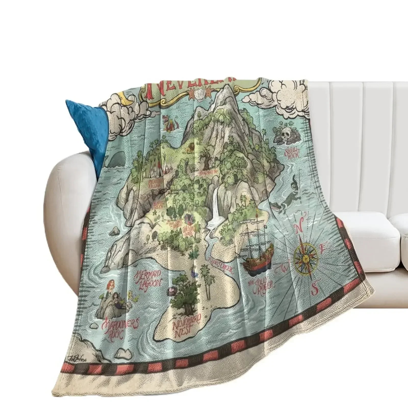 Neverland Map Throw Blanket decorative Decorative Beds Extra Large Throw Blankets