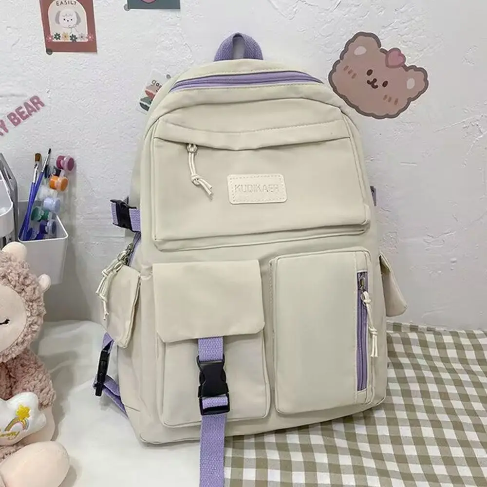 حقيبة ظهر عصرية من النايلون قابلة للتنفس حقيبة مدرسية ملونة كورية متعددة الوظائف ذات سعة كبيرة حقيبة ظهر جامعية للمراهقين #5