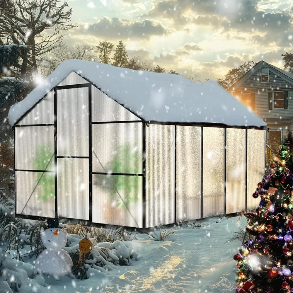

8×10FT Green Houses for Outside, Large Walk-in Greenhouse for Outdoors and Winter Garden Planting, Enhanced Aluminum Greenhouse