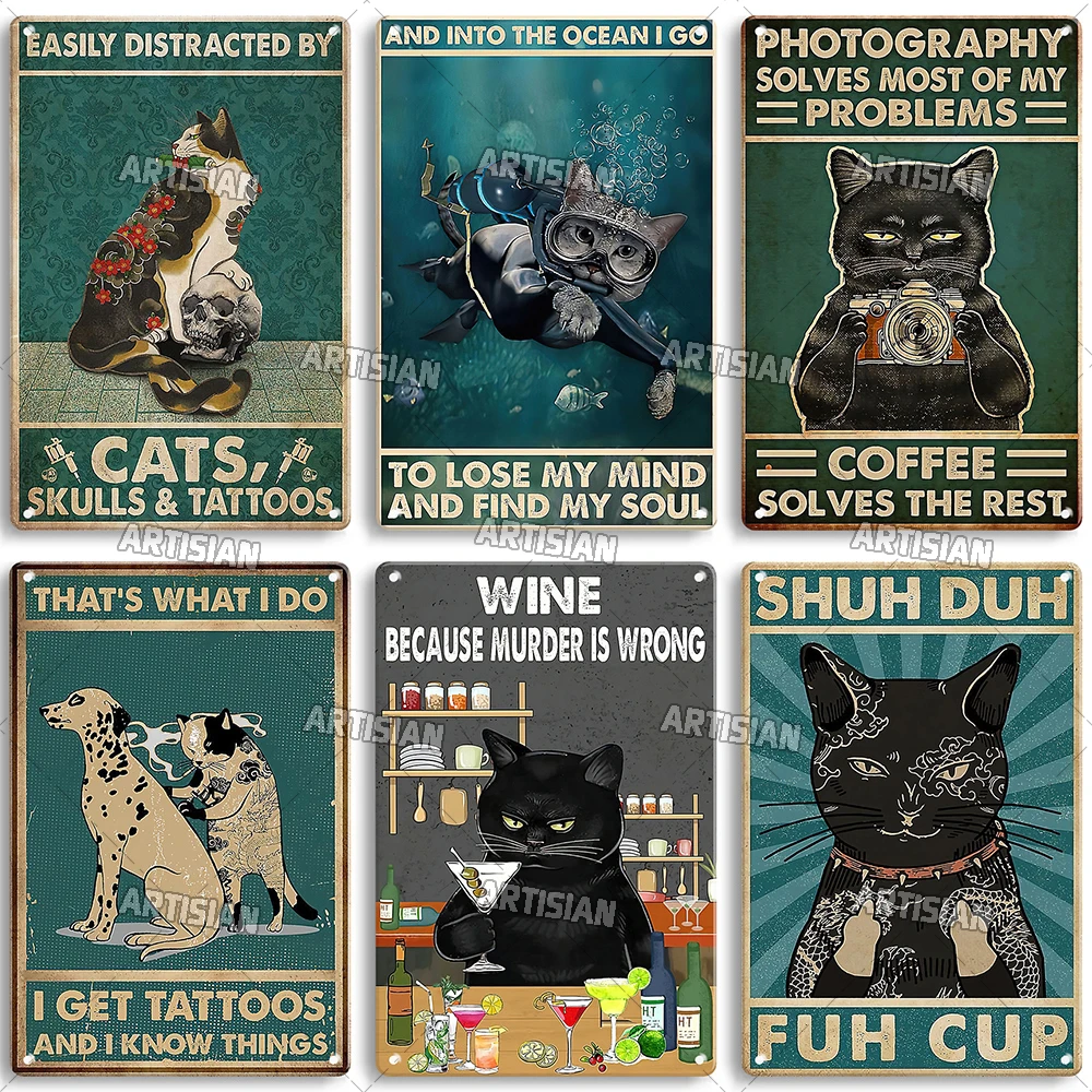 Artisian Salem Sanctuary for Wayward Cats Metal Sign Funny Decoative Tin Poster Garage Bar Pub Club Home Man Cave Wall  Decor