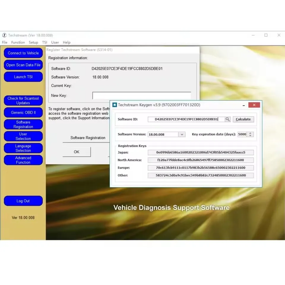 

V18.00.008 Active Code Work With MINI VCI ForToyota OTC Auto Scanner TIS Techstream 18.00.008 For MINI-VCI J2534 OBD2 Interface