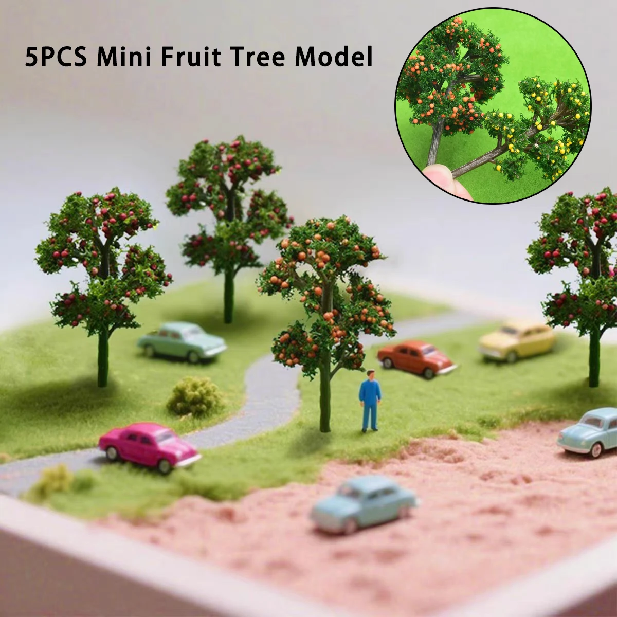 

5PCS 7/9CM Artificial Apple Tree Model Miniature Fruit Trees For Landscape Dollhouse Sandtable Accessory Plant Scenery Decor