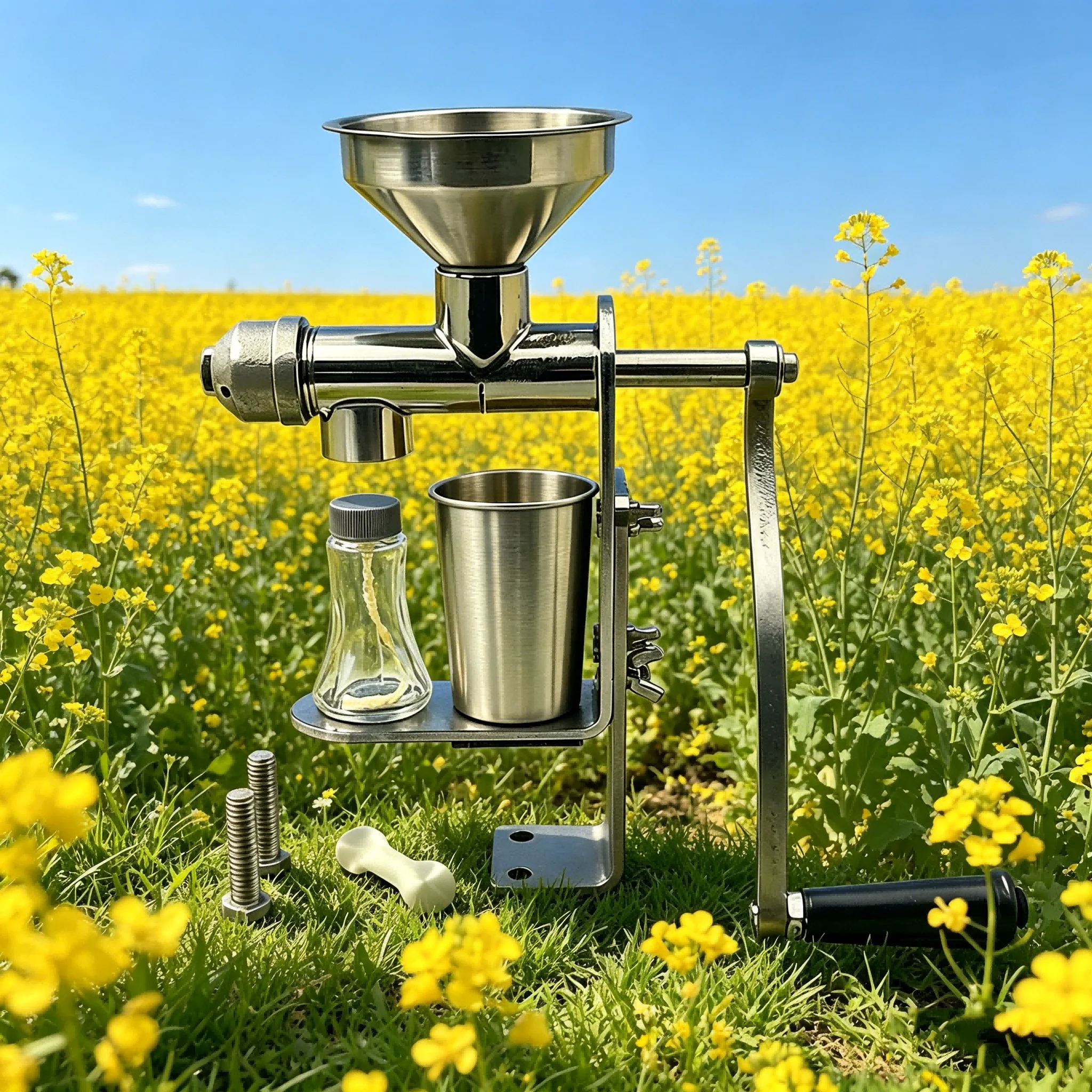 

Household Semi-Automatic Oil Press, Cold & Hot Hand-Cranked Oil Extractor for Peanuts Rapeseed Soybeans, Small Kitchen Machine