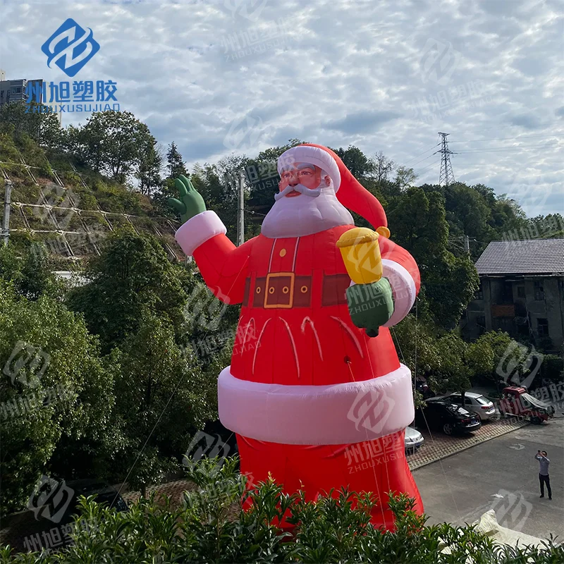 Papá Noel inflable de tamaño gigante de 10m, enorme hombre de Navidad para decoración cuadrada
