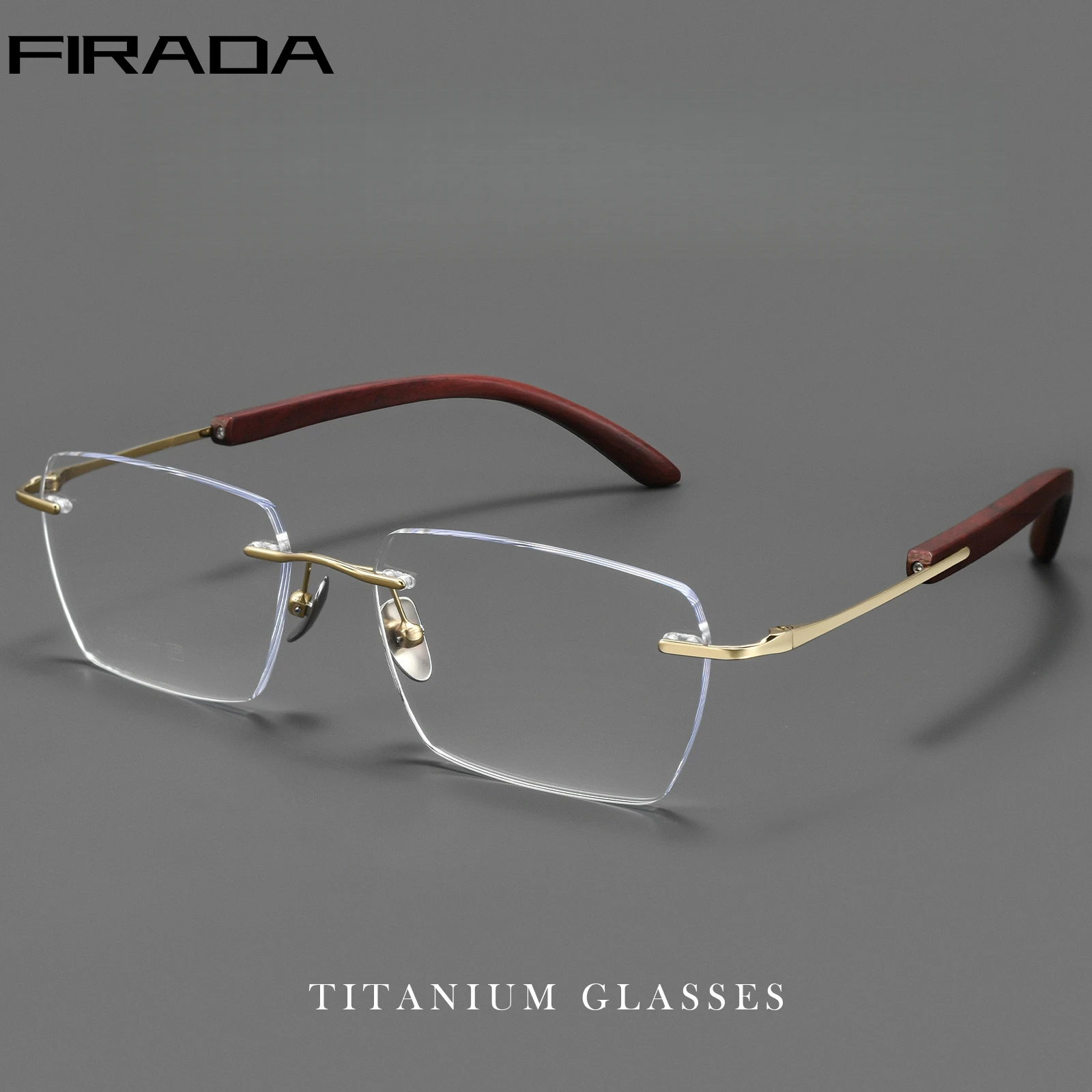 FIRADA 2026 Fashionable Comfortable Frameless Glasses Ultra Light Retro Luxury Pure Titanium Square Frame For Men Women 18331T