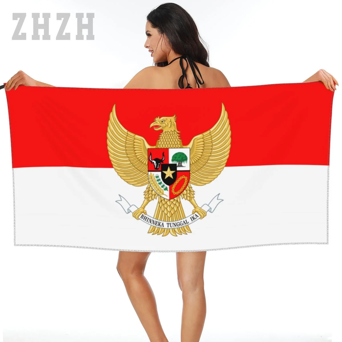 

More Design Indonesia Flag Emblem Bath Towel Quick dry Microfiber Absorbing Soft Water Breathable Beach Swimming Bathroom
