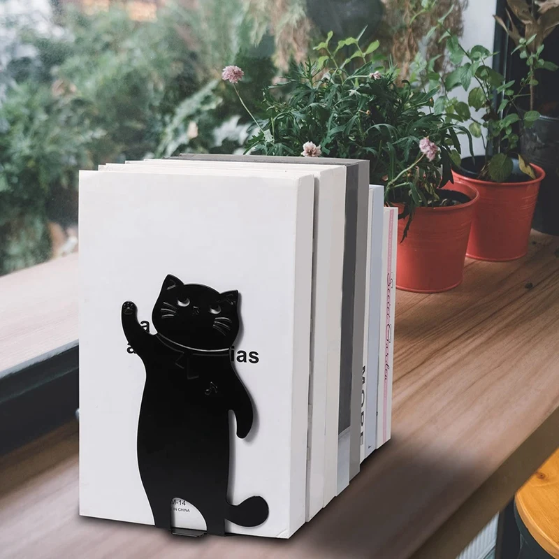 Cat Bookends Black Cat Decor Black Cat Gifts For Cat Lovers Cat Bookends For Shelves Anime Bookends Animal Bookends Durable