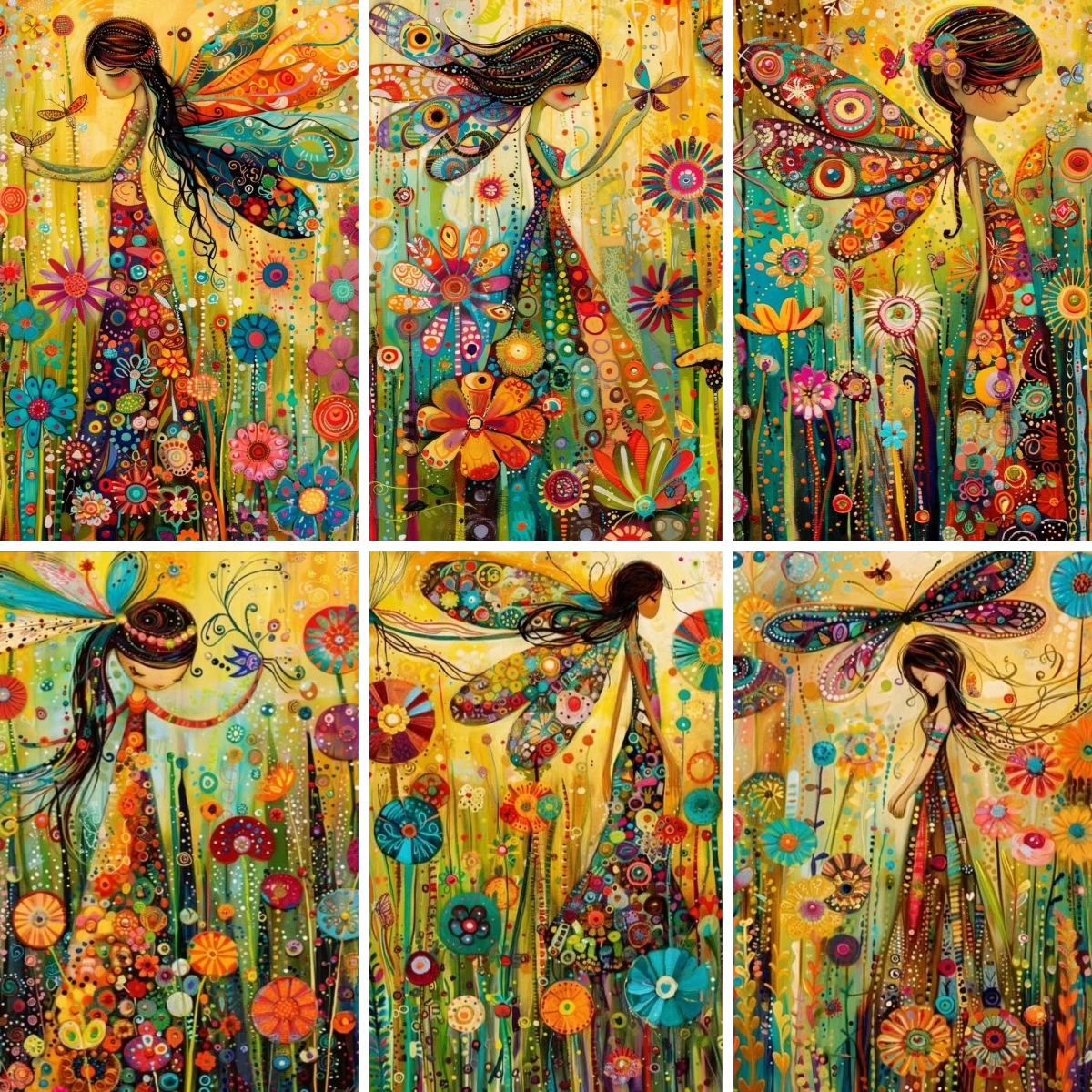

Diamond Painting DIY Dragonfly Fairy Abstract Floral Wall Art Diamond Kits for Adults Enchanting Decor Gift for Fantasy Lovers