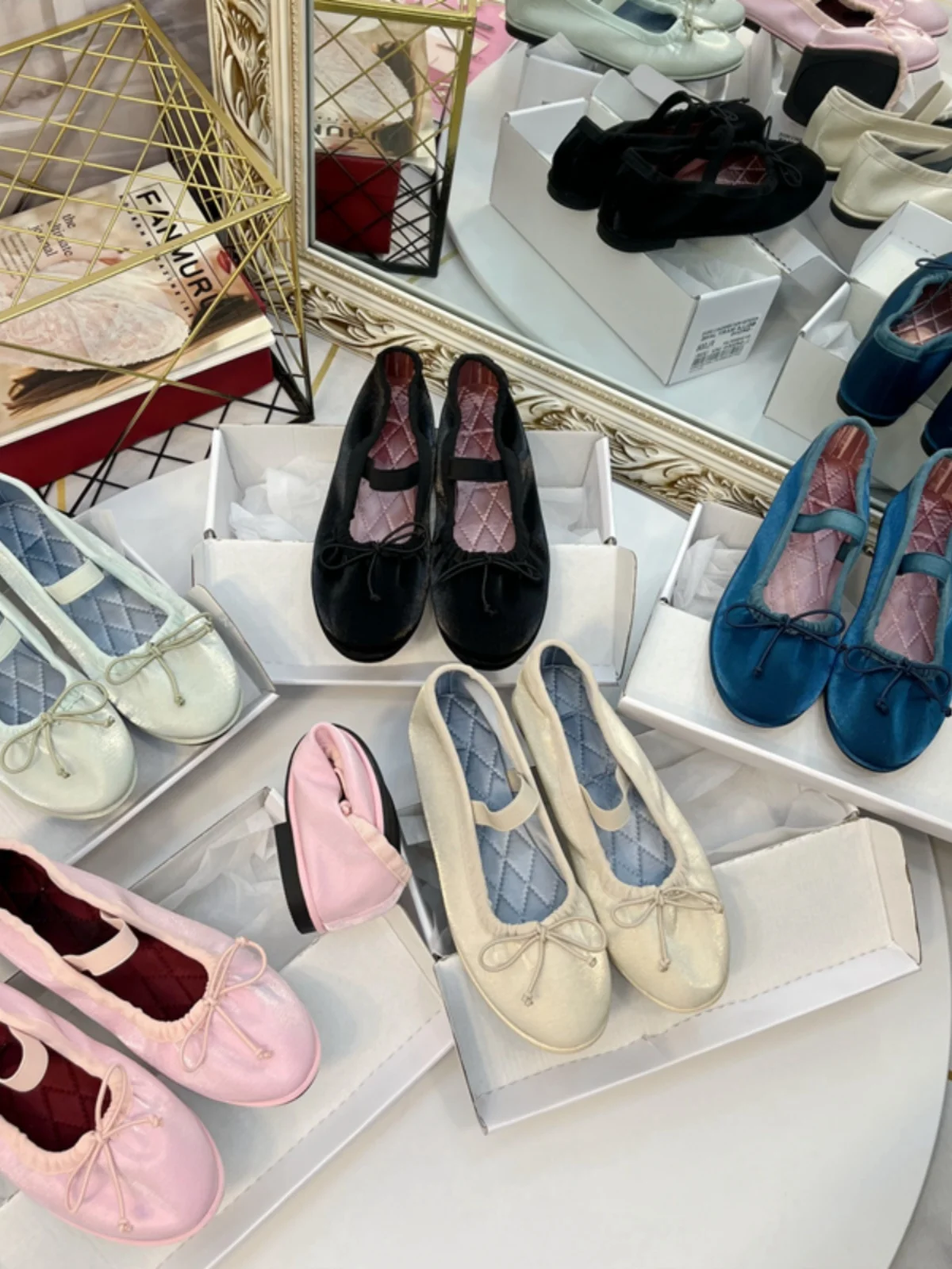 Korean Sle Romantic Silk Fabric  Knot Ballet Flats Women round Toe Pleated Student Flat Mary Janes Shoes Fashionab...