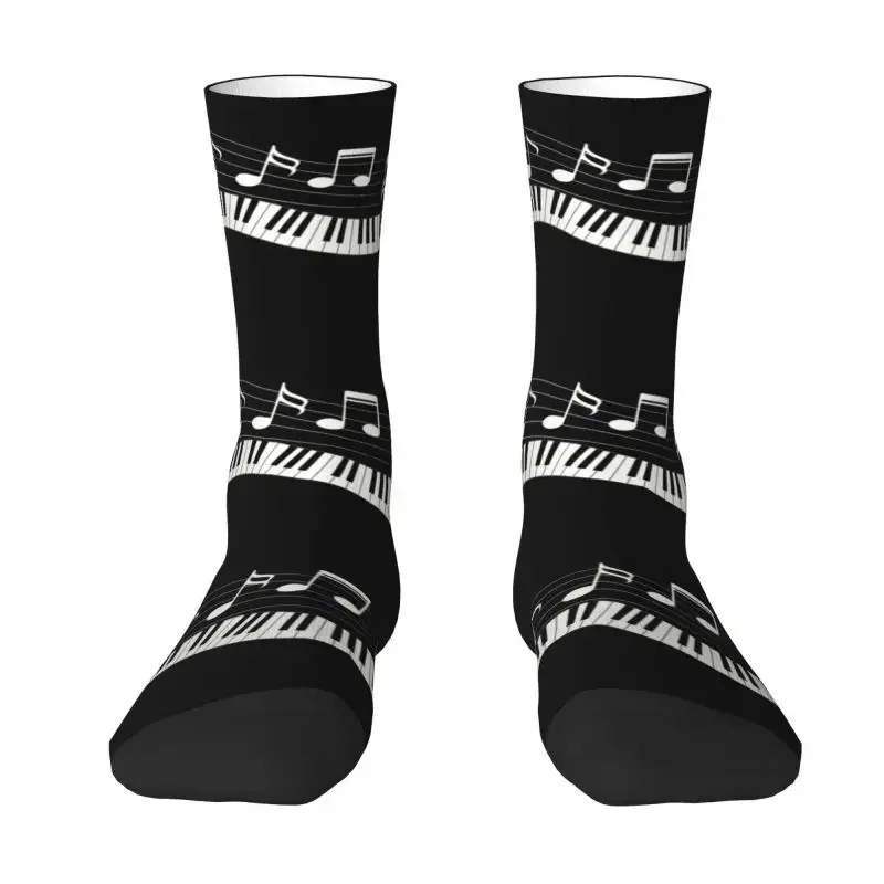 Y2K Fantasy Piano Music Notes Dress Mens Womens Warm Funny Novelty Crew Socks