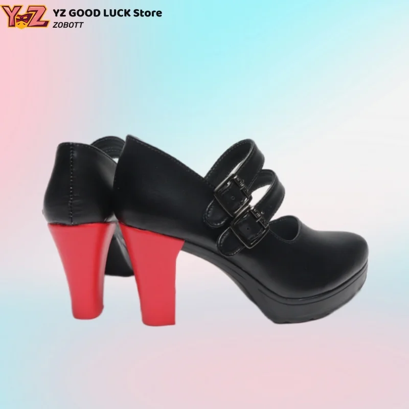 Zone Zero Ellen Joe Cosplay Shoes Game Zenless Women Halloween Party Maid Roleplay Shark Girl Black Customized Shoes High Heels