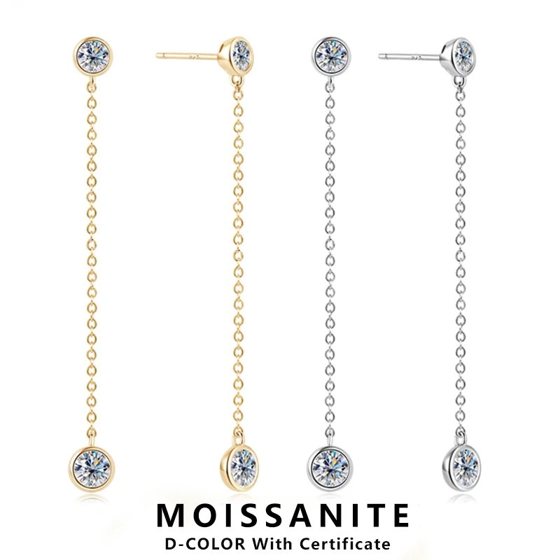 

Lnngy сверкающие серьги с муассанитом 4 мм/5 мм/6 мм для женщин, стерлинговое серебро 925 пробы, длинные серьги-капли с кисточками, ювелирные изделия, подарок