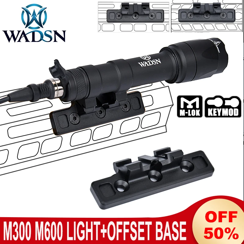 

WADSN M300 M300A Flashlight Offset Mounting Base SF M600 M600C Hunting Light Mlok Keymod Side Rail Mount Scout Spotlight