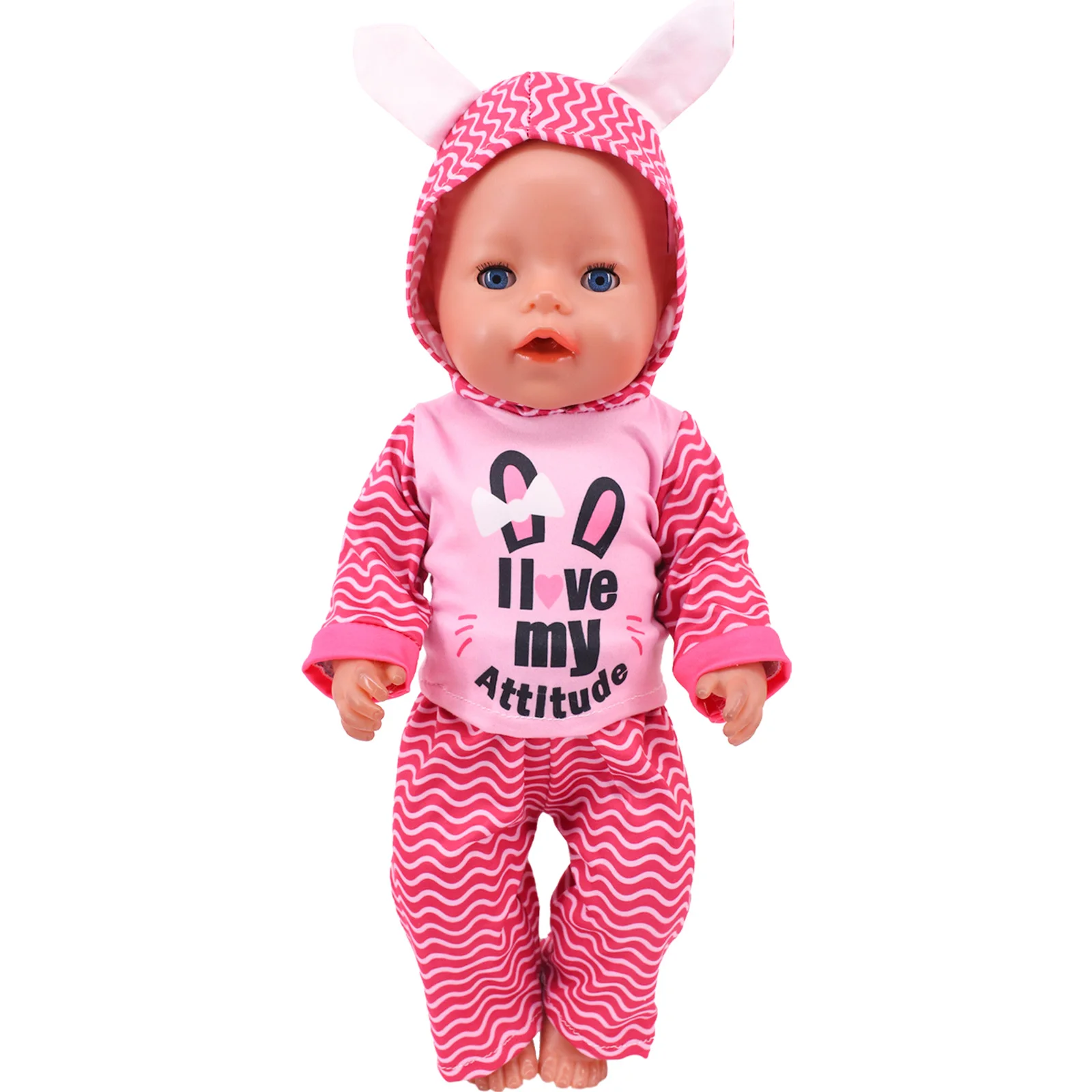 Doll Clothes 2Pcs/Set Clothes+Hat Daily Cute Outfit Pajamas For43CM Born Baby Doll&18Inch American Doll Accessories,Girl DIY Toy