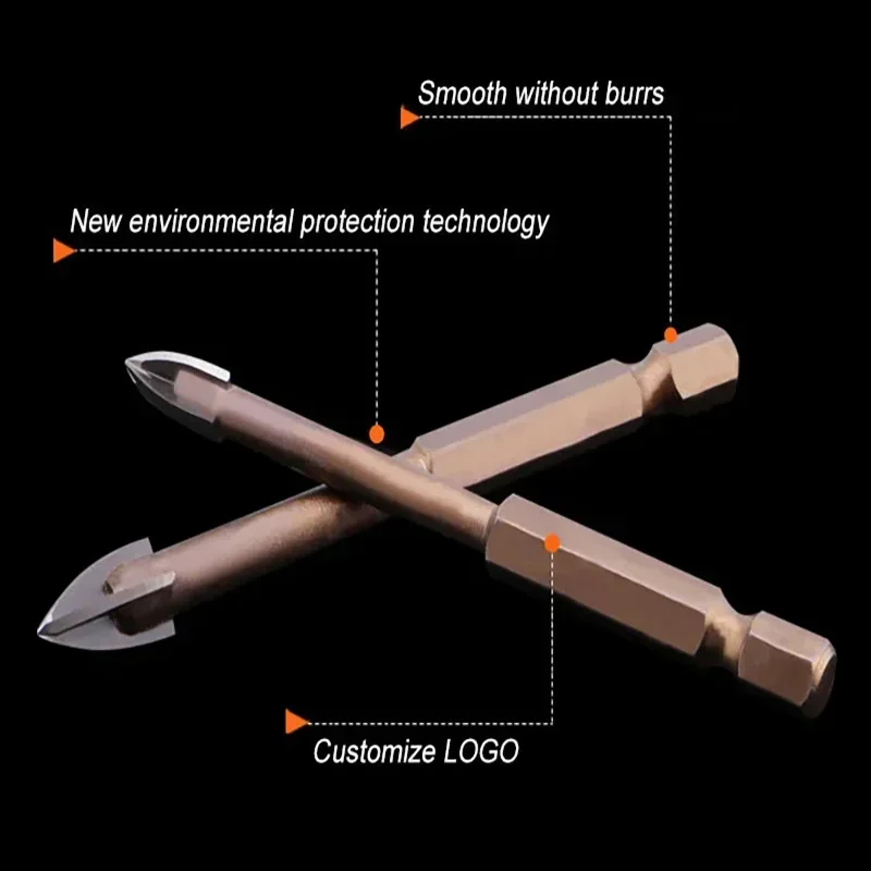 Imagem -05 - Conjunto de Broca de Concreto de Vidro mm Carboneto de Tungstênio Broca de Vidro Bordas de Corte Telha Buraco Abridor Cruz Lança Cabeça Bits Peças