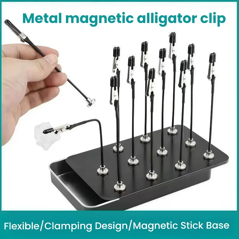 

Гибкий распылитель с 12 зажимами типа «крокодил» и магнитным покрытием, идеально подходит для любительского моделирования и покраски оснований моделей.