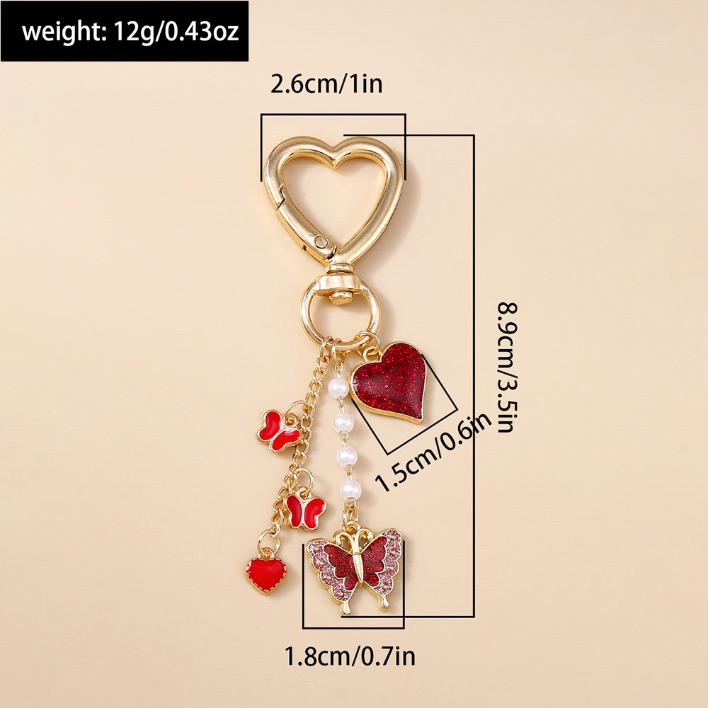 Nette Emaille Blume Schmetterling Schlüsselbund Frauen Mädchen Liebe Herz Schlüssel Ring Anhänger Handtasche Dekor DIY Handgemachten Schmuck Geschenke – Detail 5