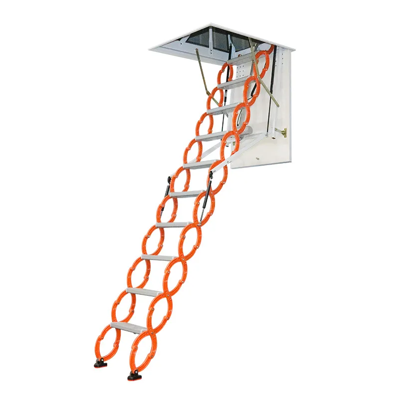 Fully automatic electric loft telescopic stairs household duplex villa indoor and outdoor telescopic folding hidden ladder