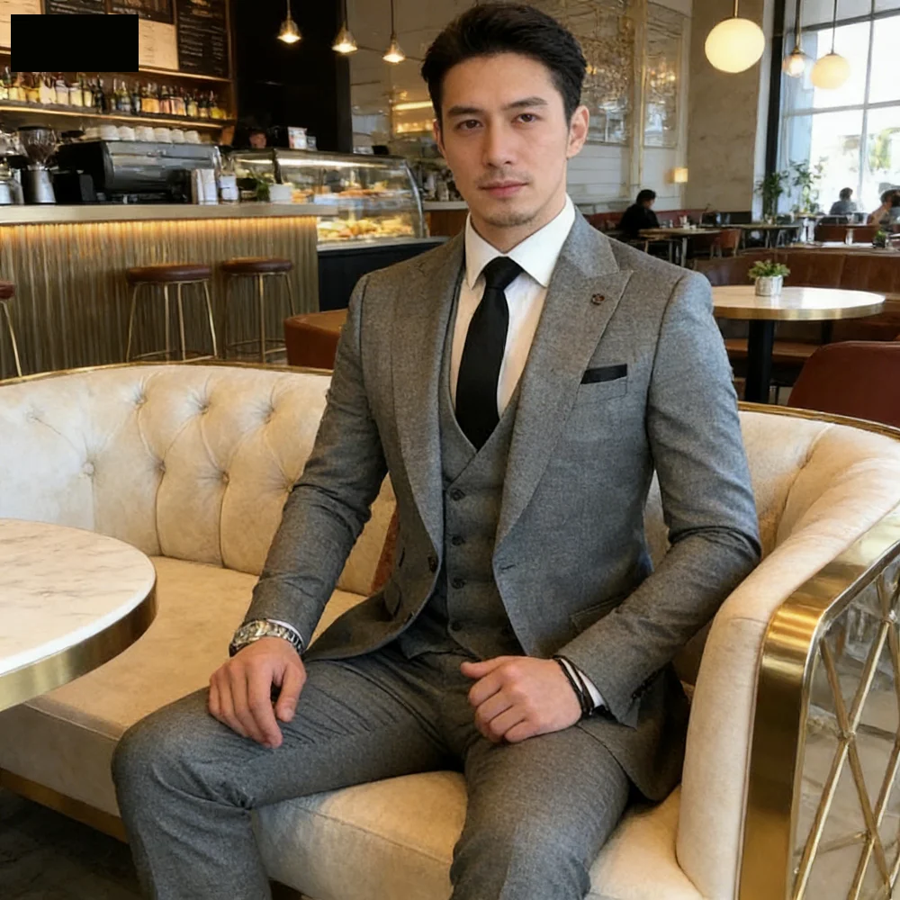 

Green Slim Fit Men's Dress Suit One-Button Peak Lapel Wedding Smoking Terno Masculino Jacket Pants Tie Set