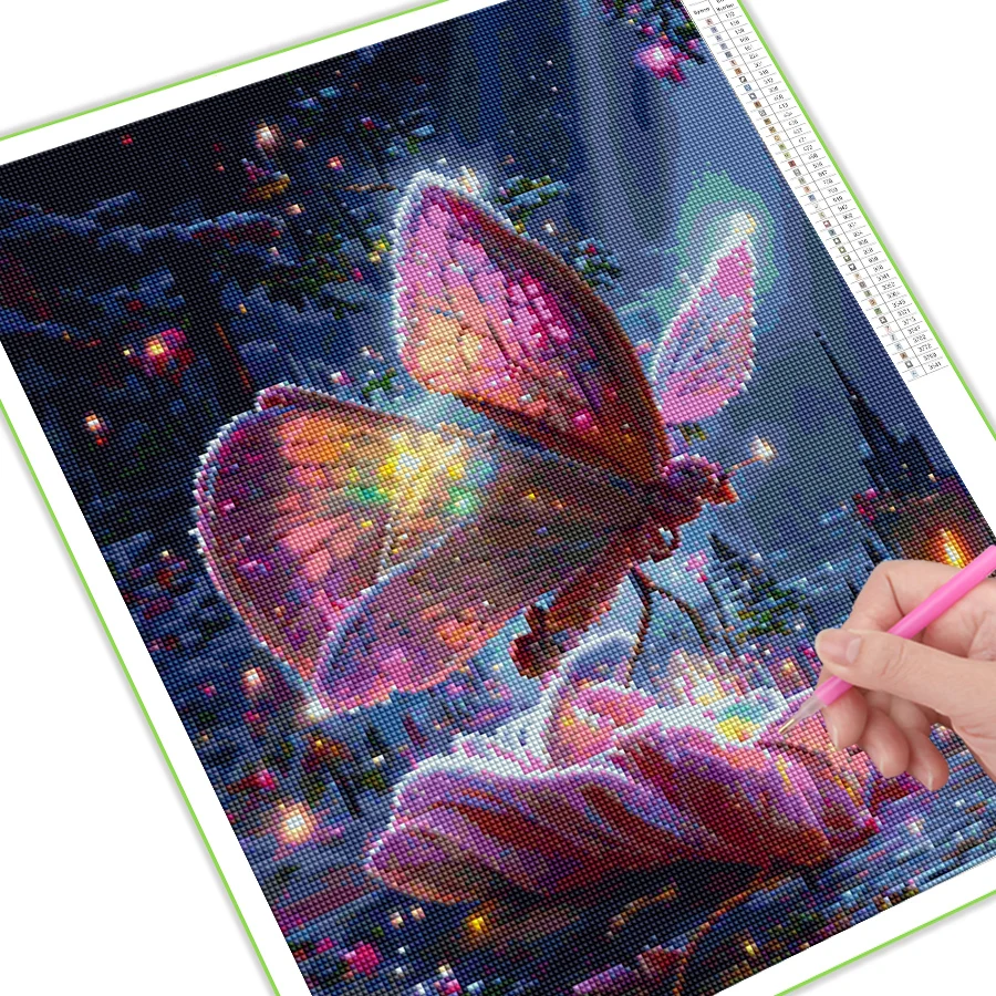 Diy Diamond Mosaic Color Butterfly Painting Full Rhinestone Picture Fantastic Forest Scenery Embroidery Arts Wall Decor