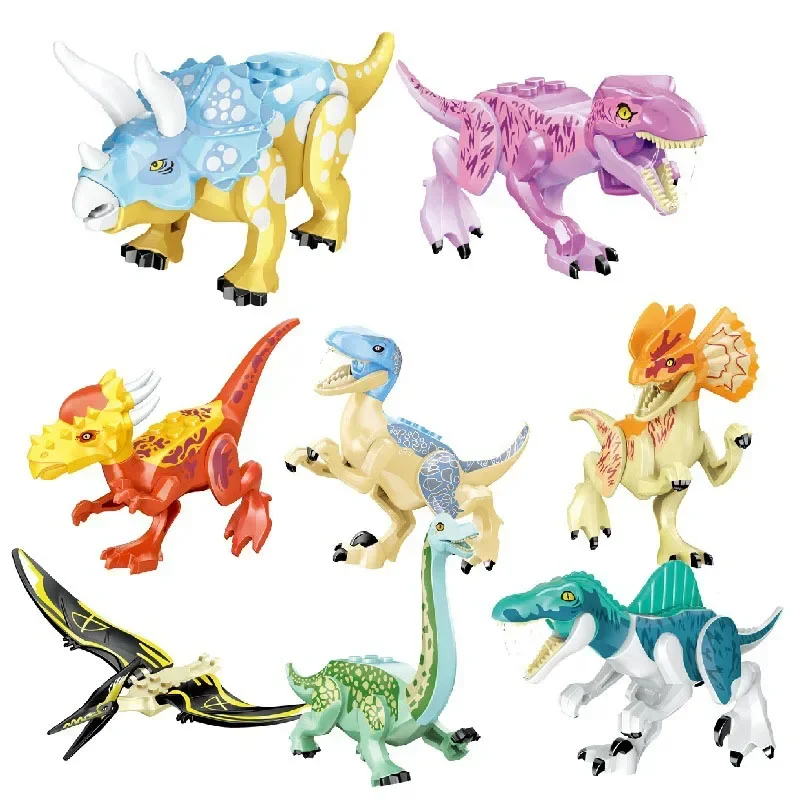 Jurassic Dino World T- Rex Carnotaurus Pterosaur Dinosaur Animals Figures Model Building Blocks Velociraptor Bricks MOC Kid Toys