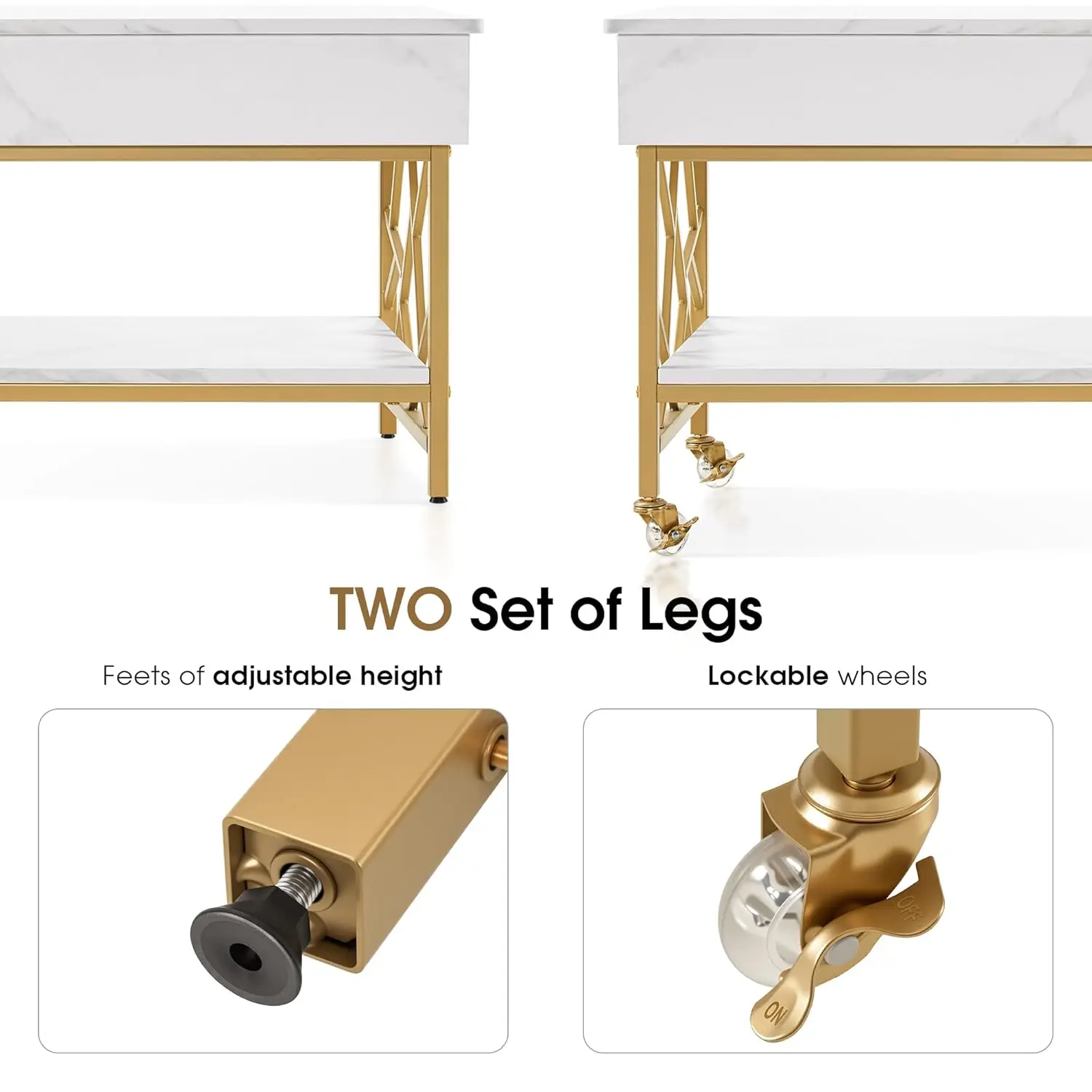 Lift Top Coffee Table With Storage, Modern Center Table With Lockable Crystal Wheels And Hidden Compartment For Living Room Home