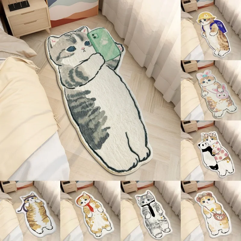 Minimalist Cartoon Cute Cat Imitation Floor Mat Living Room Bedroom Bedside Carpet Household Absorbent Floor Mats Gift