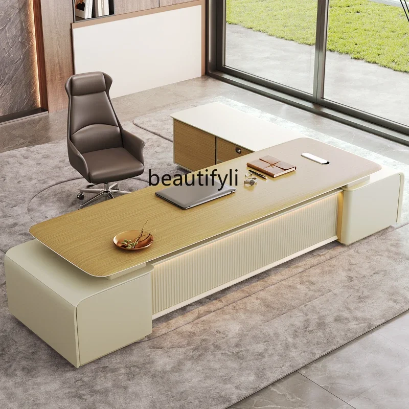 ss 26 Boss Desk Simple Modern President Office High-End Executive Desk Table and Chair Combination