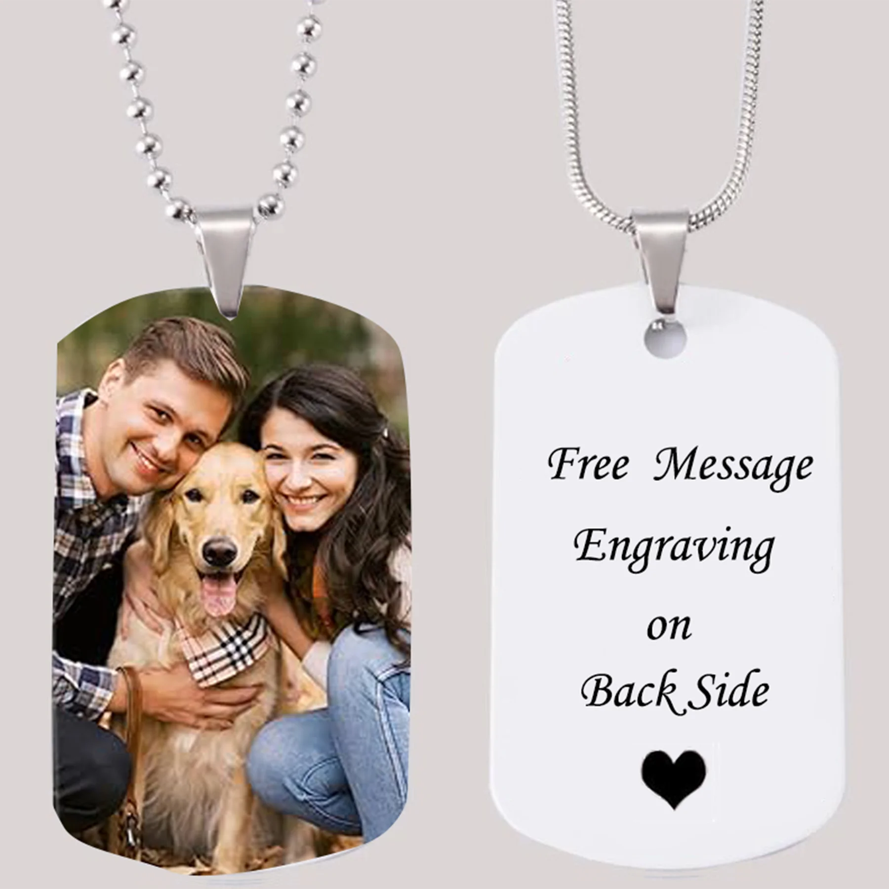 Collana personalizzata con testo fotografico personalizzato inciso con medaglietta quadrata per cani collane con ciondolo regalo amante festa del