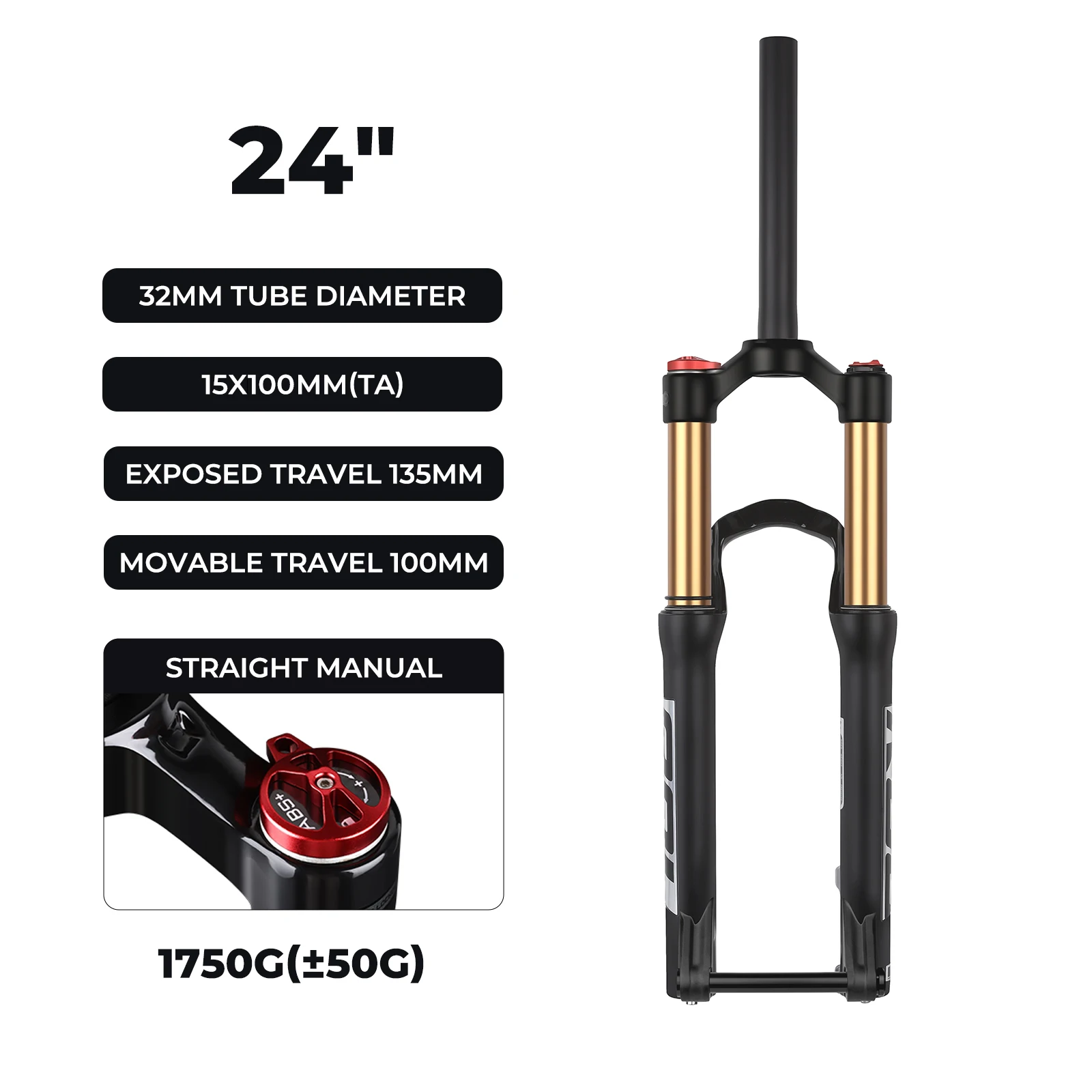 BOLANY Verende Vork Mountainbike 20/24 Inch Schijfrem Rechte Buis Veerweg 100/135mm Fietsaccessoires