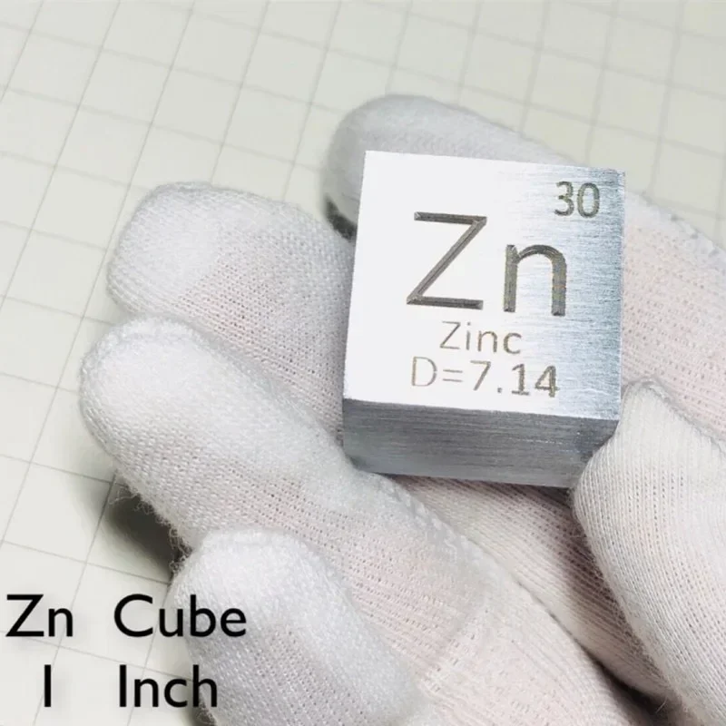 Zinc Metal 1 Inch 25.4mm Density Cube 99.995% Pure for Element Collection