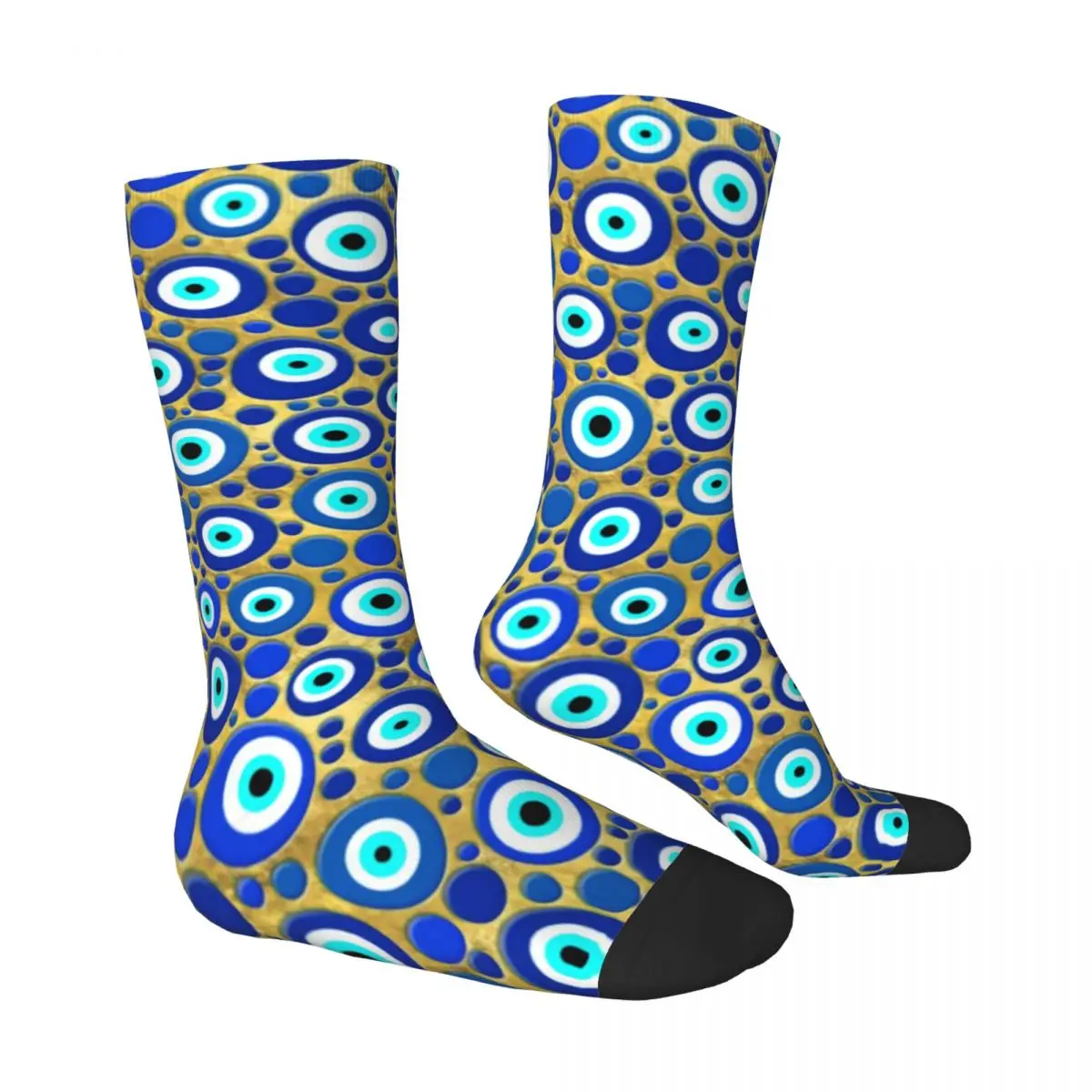 Blue Evil Eye Print Socks Nazar Charm Casual Stockings Women Men Breathable Skateboard Socks Autumn Graphic Anti Slip Socks