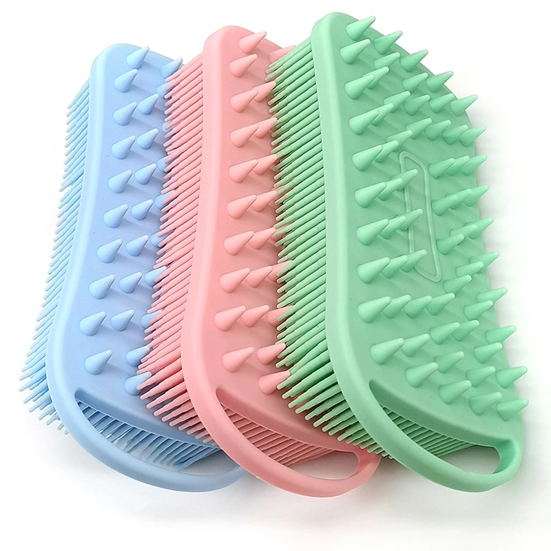 2 em 1 Silicone Shower Brush Scrubber Soft Scalp Massager Shampoo Brush Dupla Face Corpo Escova Espuma Pele Limpa Ferramenta