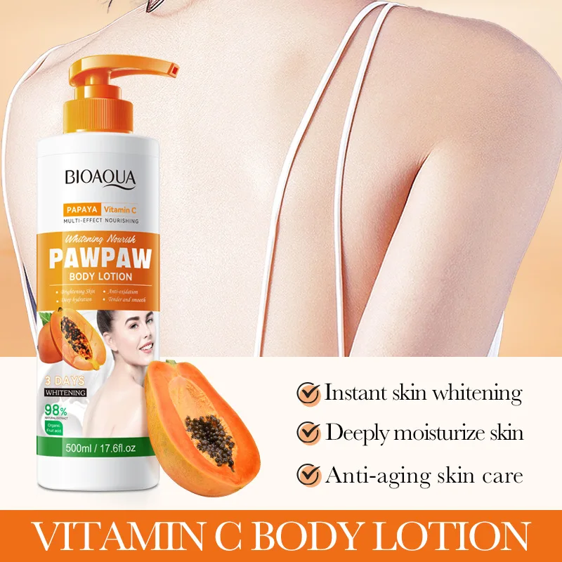 500ml Papaya Body Lotion Moisturizes Body Skin Massage Whitening Skin Smooth Improving Roughness Anti-Drying Body Lotion Cream