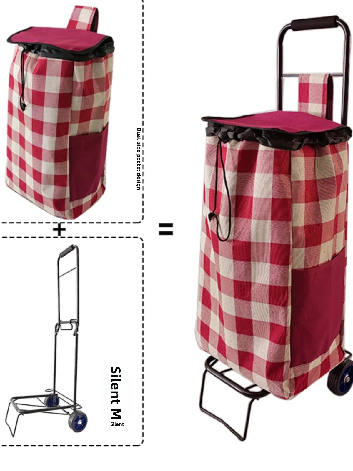 

Large Waterproof Ox op Cart Bag Home Use Vegetable Bung Small Trolley Replacement Cloth Hand Pulling Car Bag