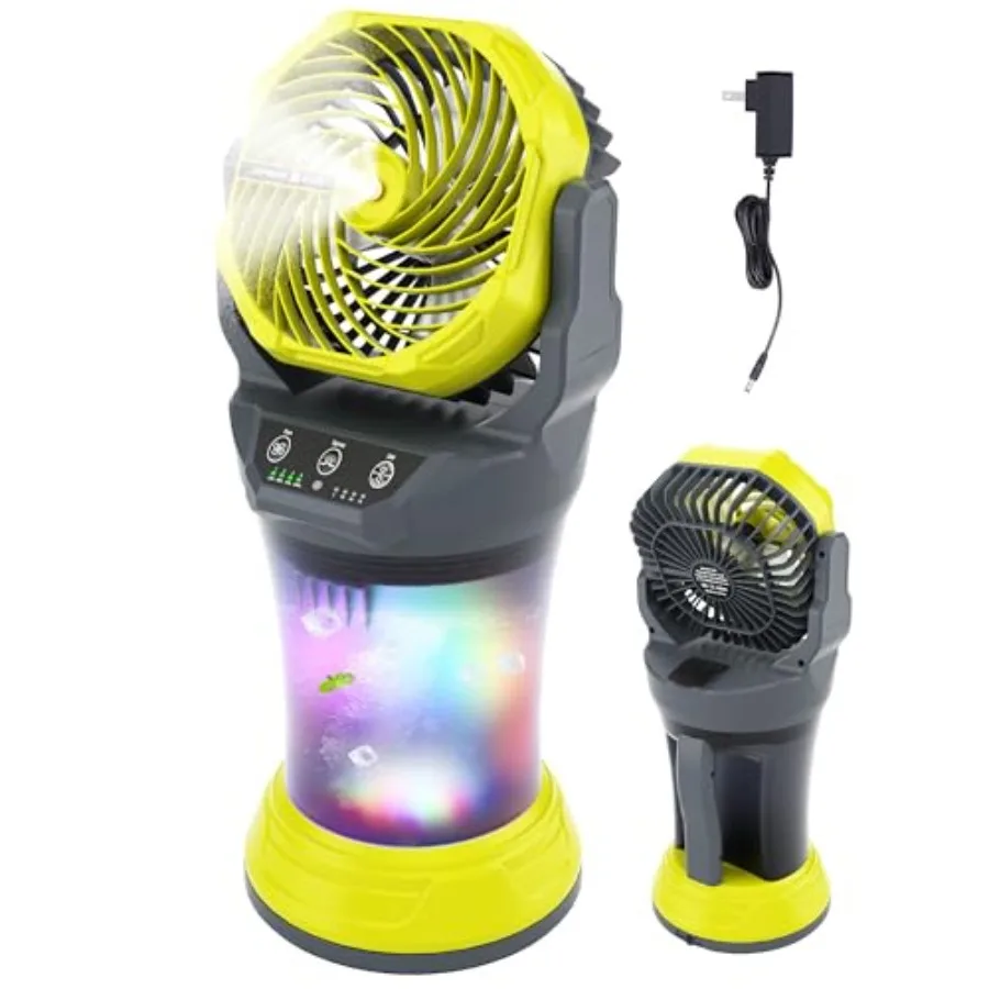 

Outdoor camping tent misting fan: 30000mAh battery, 2L water tank, 120 auto oscillating, 4 wind speeds spray modes, RGB light,