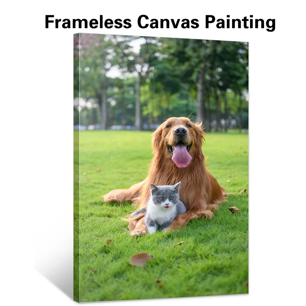 1 Stück rahmenloses, personalisiertes Foto-Hundekunst-Leinwandbild, Wandbild für Badezimmerdekoration, Maison