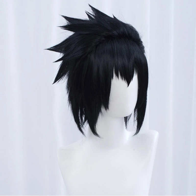 Hoge Kwaliteit Sasuke Uchiha Cosplay Pruik Mannen Korte Zwarte Cosplay Anime Cosplay Pruik Hittebestendige Synthetisch Haar Pruiken + Pruik Cap