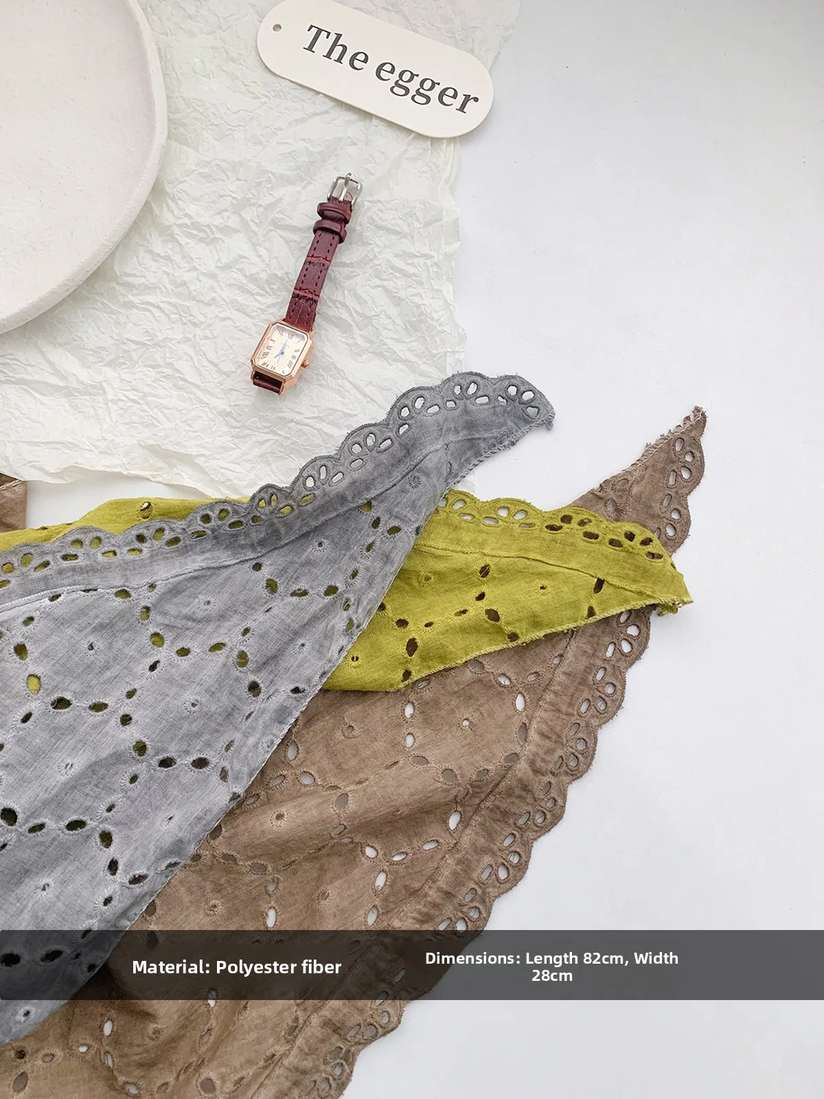 

Rabn Knitted Hollow Color Simple Headscarf Women's Faionable Triangular Scarf Multi-Functional Hair ing Silk Scarf